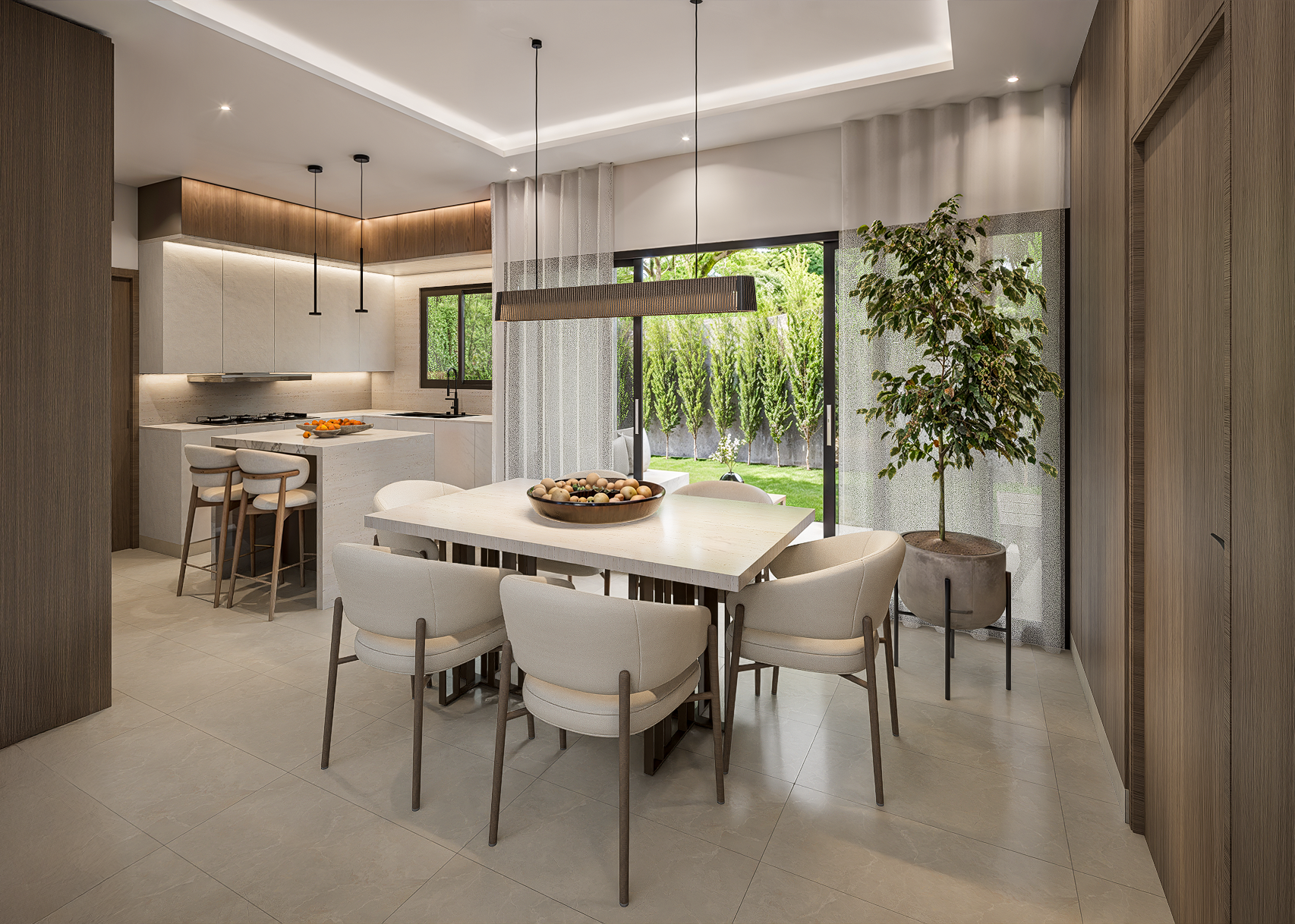 Cocina con isla del modelo Aurora